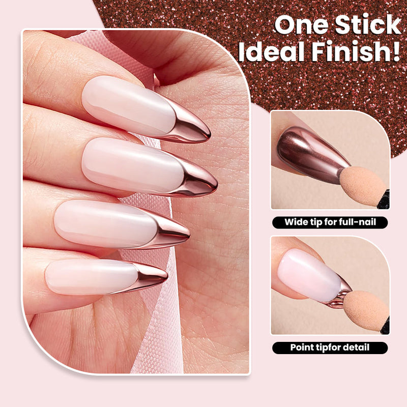 One stick ideal finish - double-ended sponge applicator for full nail and detail chrome application