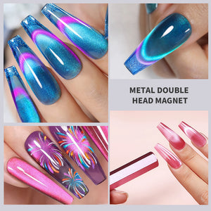 Metal double-head magnet cat eye effects - wide light, star river, bevel, conventional, gradient and French patterns
