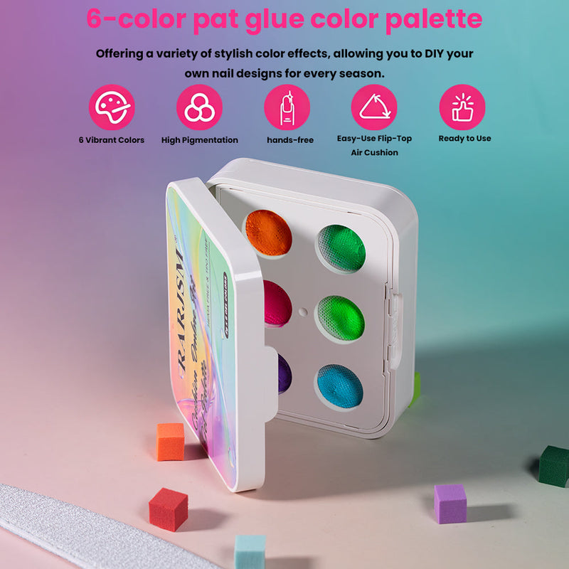 RARJSM Neon Rave Cushion Ombre Art Gel Palette 6 color swatches 07-12 HEMA TPO Free
