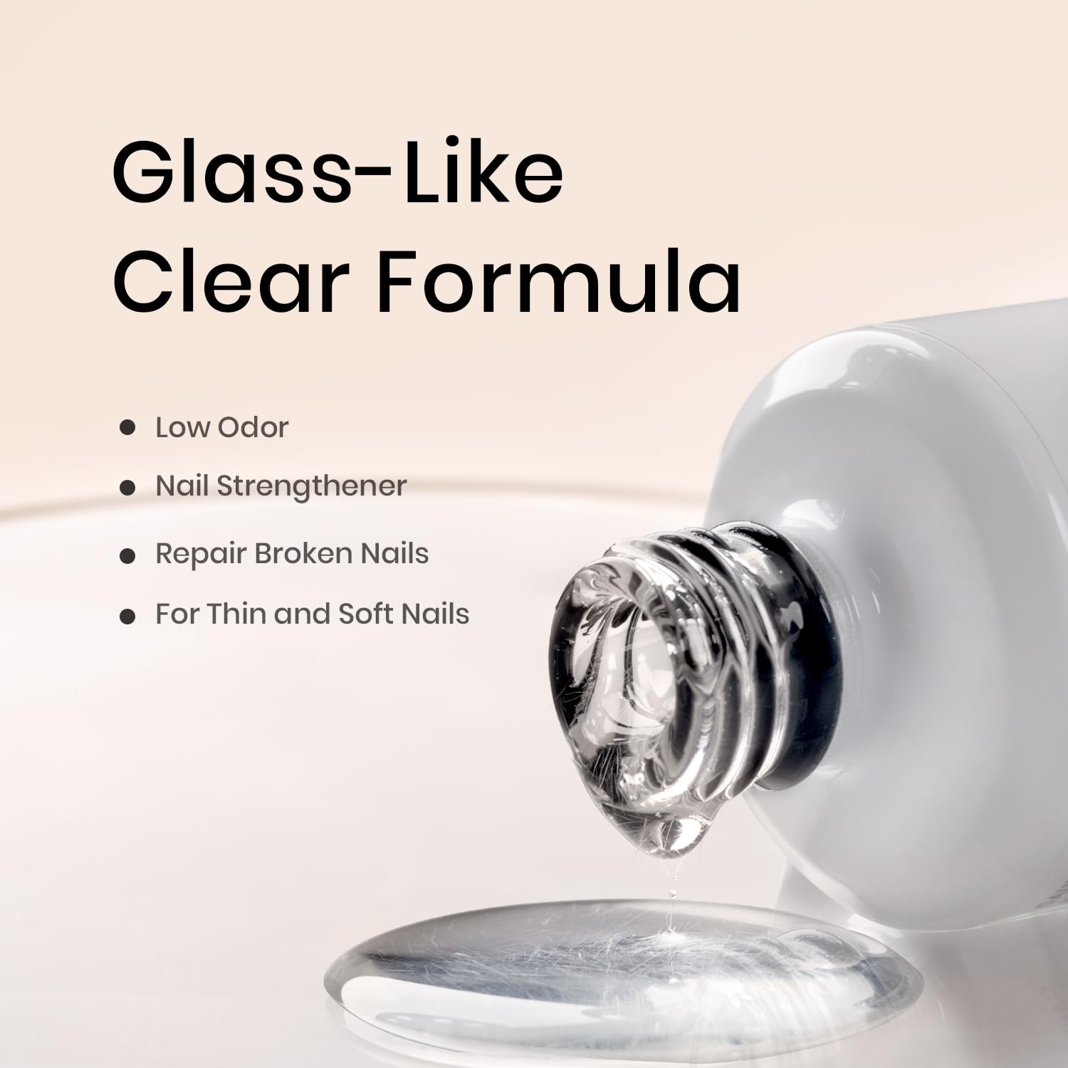 Glass-like clear formula low odor nail strengthener repair broken nails for thin and soft nails
