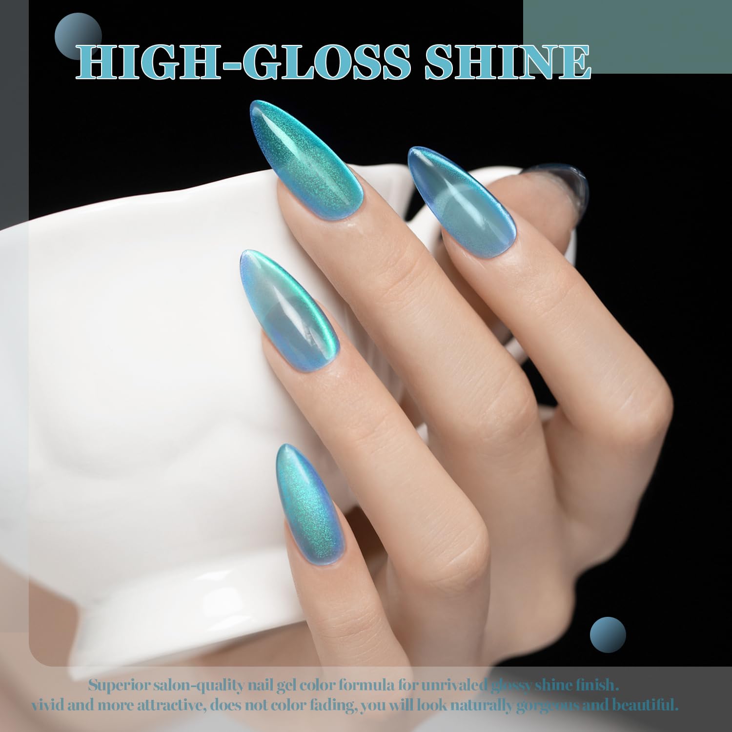 RARJSM Arctic Aurora Cat Eye – 6 Blue-Green Magnetic Gel Polish Colors