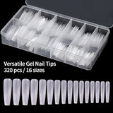 Versatile Gel Nail Tips 320Pcs 16 Sizes Adjustable Shapes Clear
