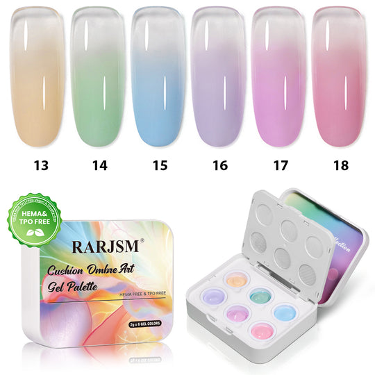 Pastel Reverie Cushion Ombre Art Gel Palette - 6 Pastel Colors, TPO & HEMA Free