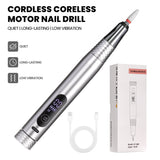 Professional electric nail drill 35000 RPM in use gel polish removal acrylic nail shaping manicure pedicure
