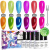 Holiday Carnival Lot de 6 vernis à ongles gel brillant 9D néon œil de chat 7,5 ml