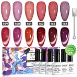Rose wine shimmer cat eye gel polish 6 colors set 159-164 TPO HEMA free magnetic Ruby Glam holiday 7.5ml

