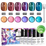 Aurora Ceramic cat eye gel polish 6 colors set 7.5ml 1168-1173 HEMA TPO free vegan magnetic shimmer ceramic finish
