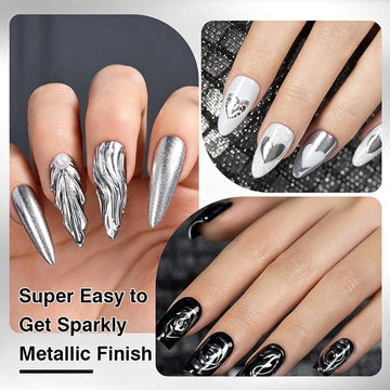 RARJSM Chrome Powder applied over black white and clear base colors