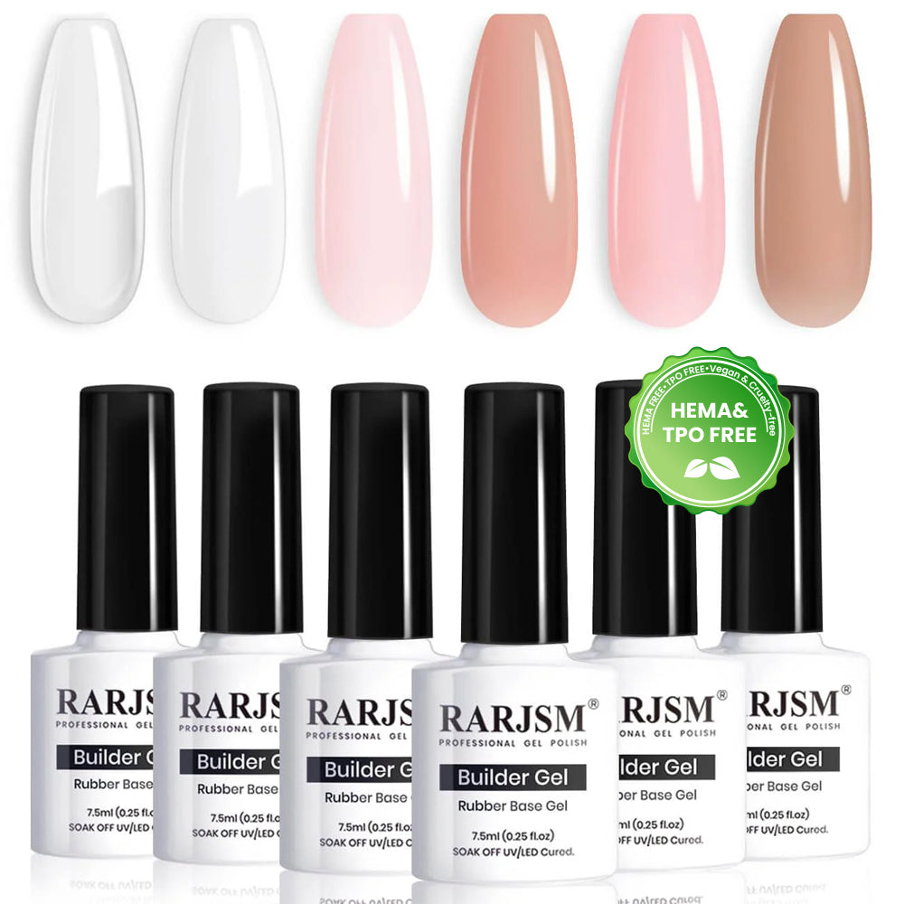 RARJSM® Gel costruttore 6 in 1 |Set di gel di estensione base in gomma da 6 colori Netural | 7,5 ml
