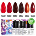 Crimson Heat Farbverlauf Cat Eye Gel Nagellack Set - 6 Rot Burgunder Schimmer Farben 7,5ml