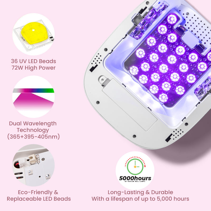 Diamond Lux Pro 72W UV LED nail lamp control panel timer display power button professional salon quality
