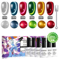 Nordisches Yuletide Cat Eye Gel Nagellack Set - 6 Weihnachtsferien Metallic Schimmer Farben 7,5ml