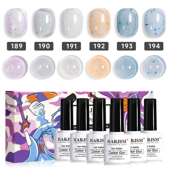 Vente Flash Ensemble de Vernis Gel Pailleté Printemps Pastel Lovette 6 Couleurs 7,5 ml - 50 % DE RÉDUCTION Liquidation