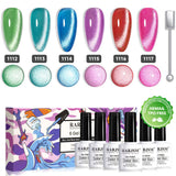 Neon pop diamond cat eye gel polish set 6 colors 7.5ml TPO HEMA free ultra-reflective neon shades summer festival party
