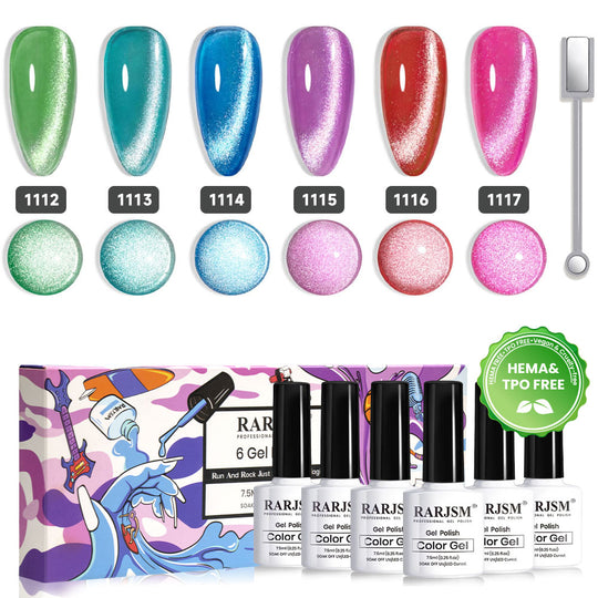 Neon pop diamond cat eye gel polish set 6 colors 7.5ml TPO HEMA free ultra-reflective neon shades summer festival party
