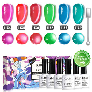 Neon Candy cat eye gel polish 6 colors set 7.5ml 1135-1140 HEMA TPO free vegan bright magnetic shimmer

