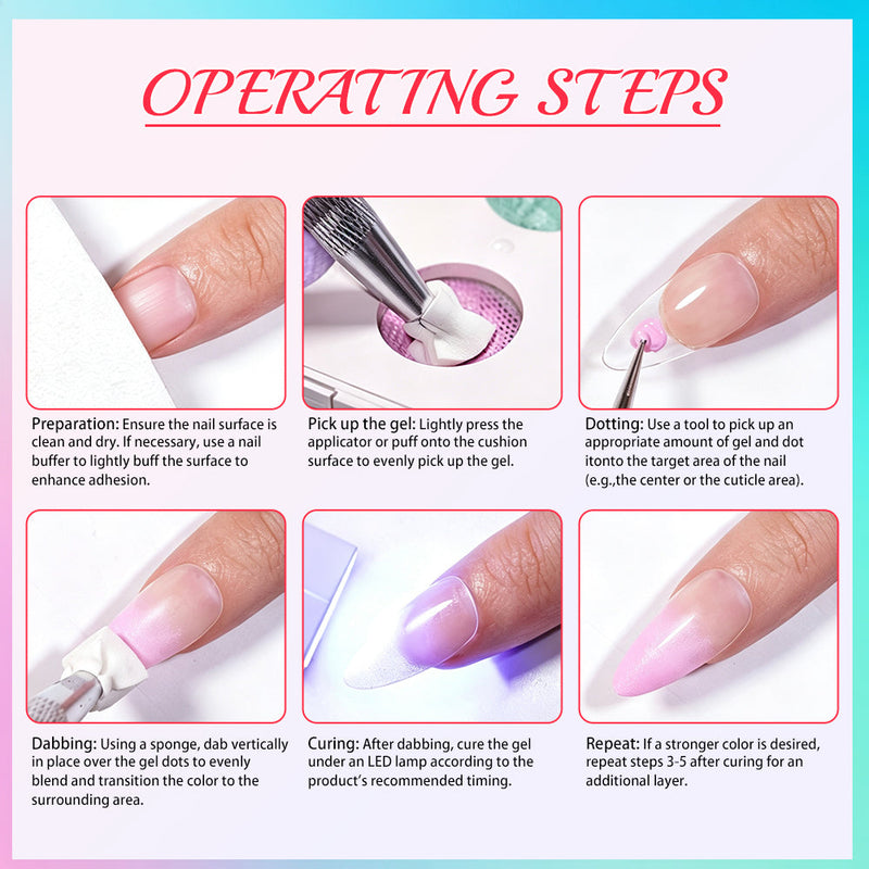 RARJSM Pastel Reverie Cushion Ombre Art Gel Palette operating steps how to use