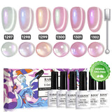Pearl glaze harmony cat eye gel polish set 6 pearly sheer opal colors RARJSM HEMA TPO free vegan
