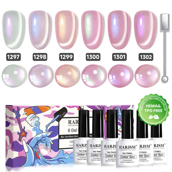 Pearl Glaze Harmony - Pearly Sheer Glow Cat eye gel polish 6 Colors Set 7.5ml