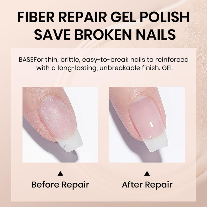 Fiber glass rubber base gel nail strengthener builder repair before after damaged nails reconstruction
