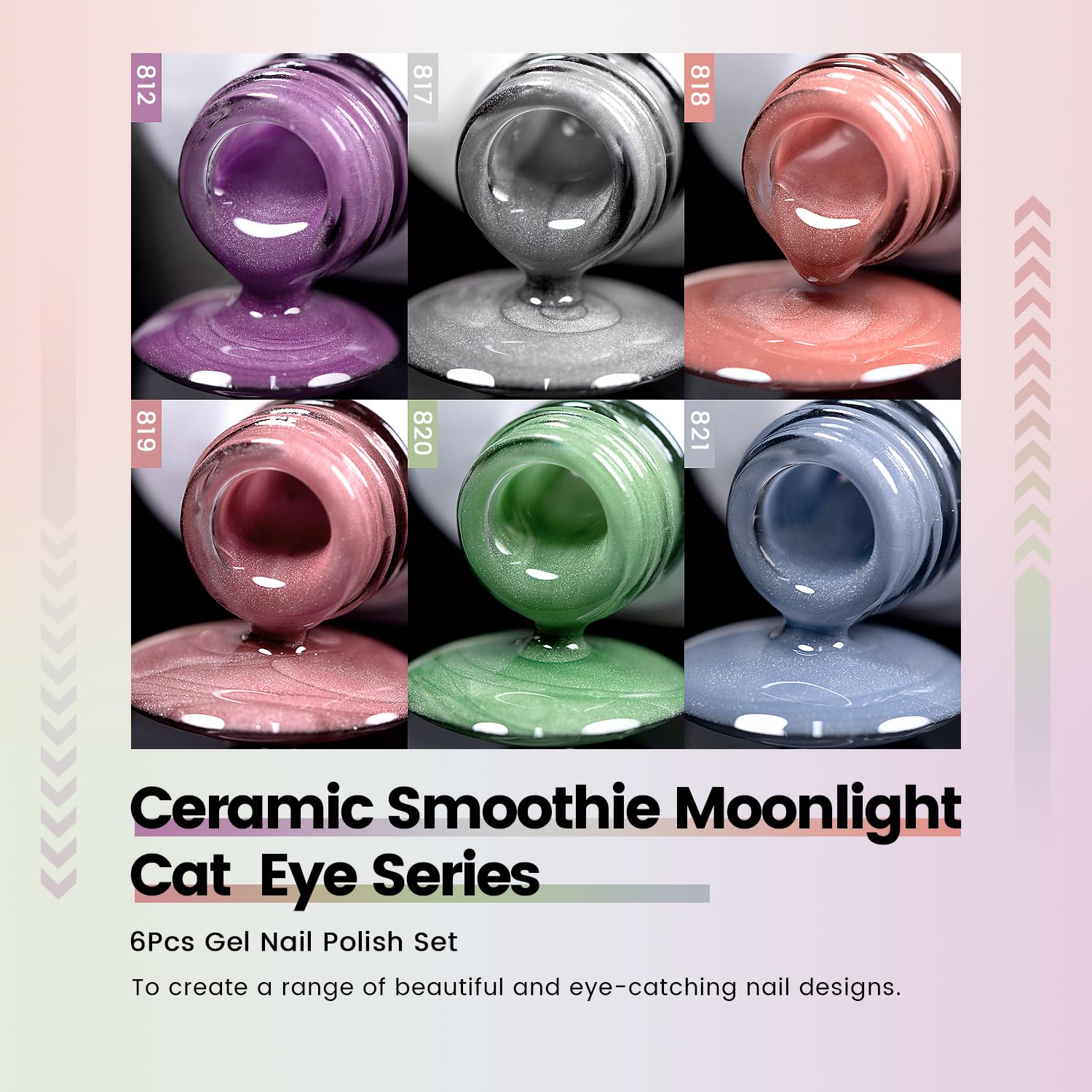 Ceramic smoothie moonlight cat eye series 6 colors gel texture coconut cream strawberry whip peach sorbet matcha mint blueberry frost lavender swirl
