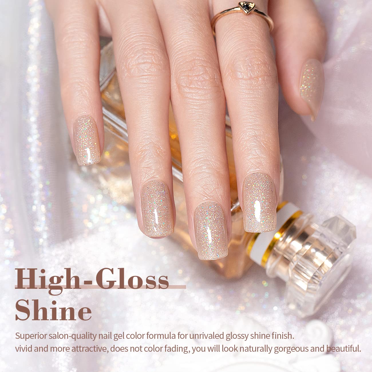 Vente Flash Vernis Gel Pailleté Nu Stardust 15ml - Offre Limitée 60% de Réduction