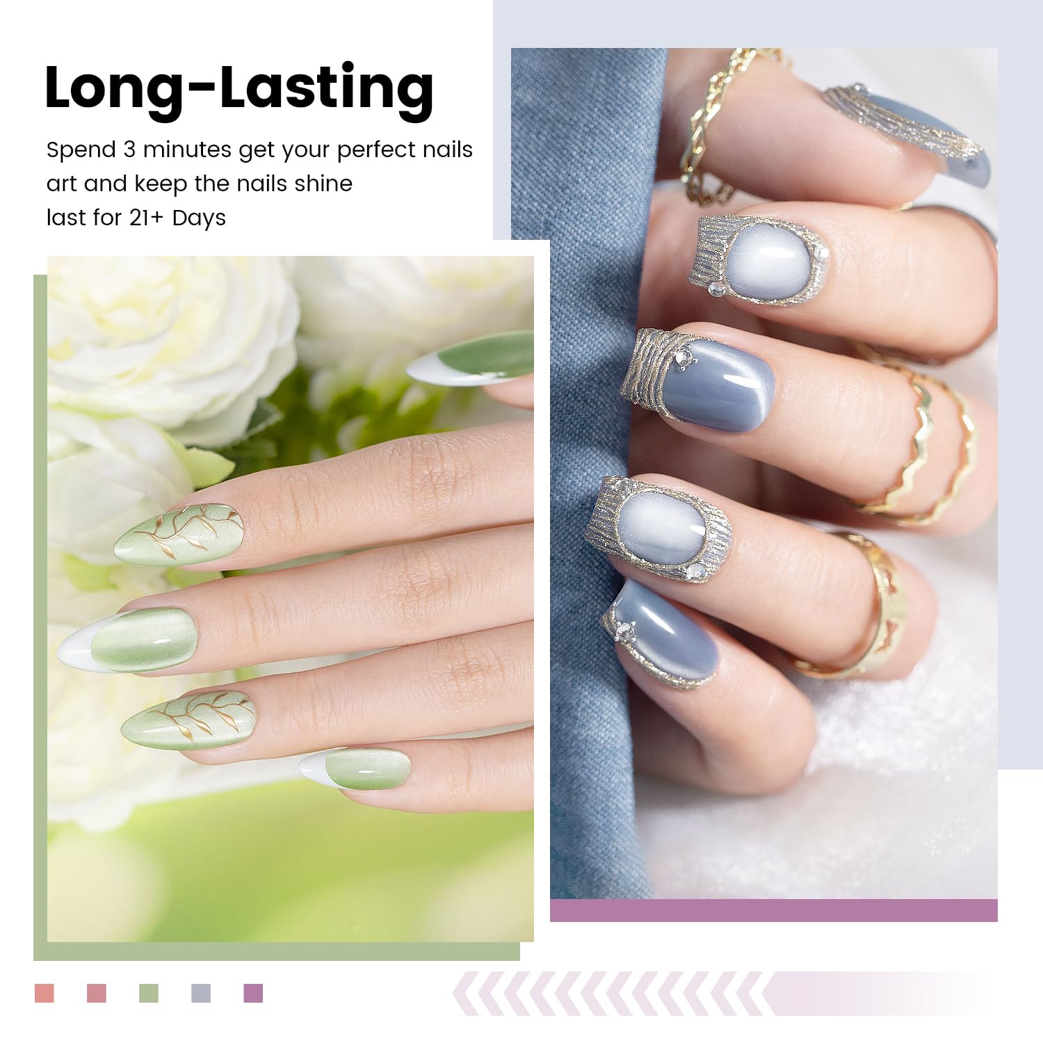 Long-lasting 21 days smoothie bliss moonlight cat eye gel polish perfect nails art keep shine matcha mint blueberry frost
