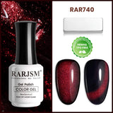 Esmalte de uñas en gel estilo ojo de gato brillante rojo negro 15 ml #740