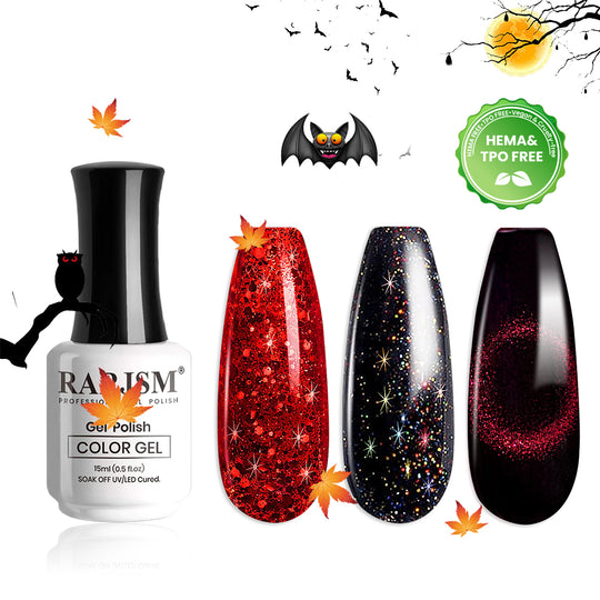 Esmalte de uñas de gel rojo y negro brillante | 15ml