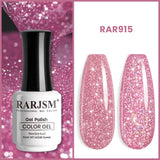 RAR915 dreamy pink reflective glitter gel polish 15ml HEMA TPO free soft pink diamond shimmer dual light effect
