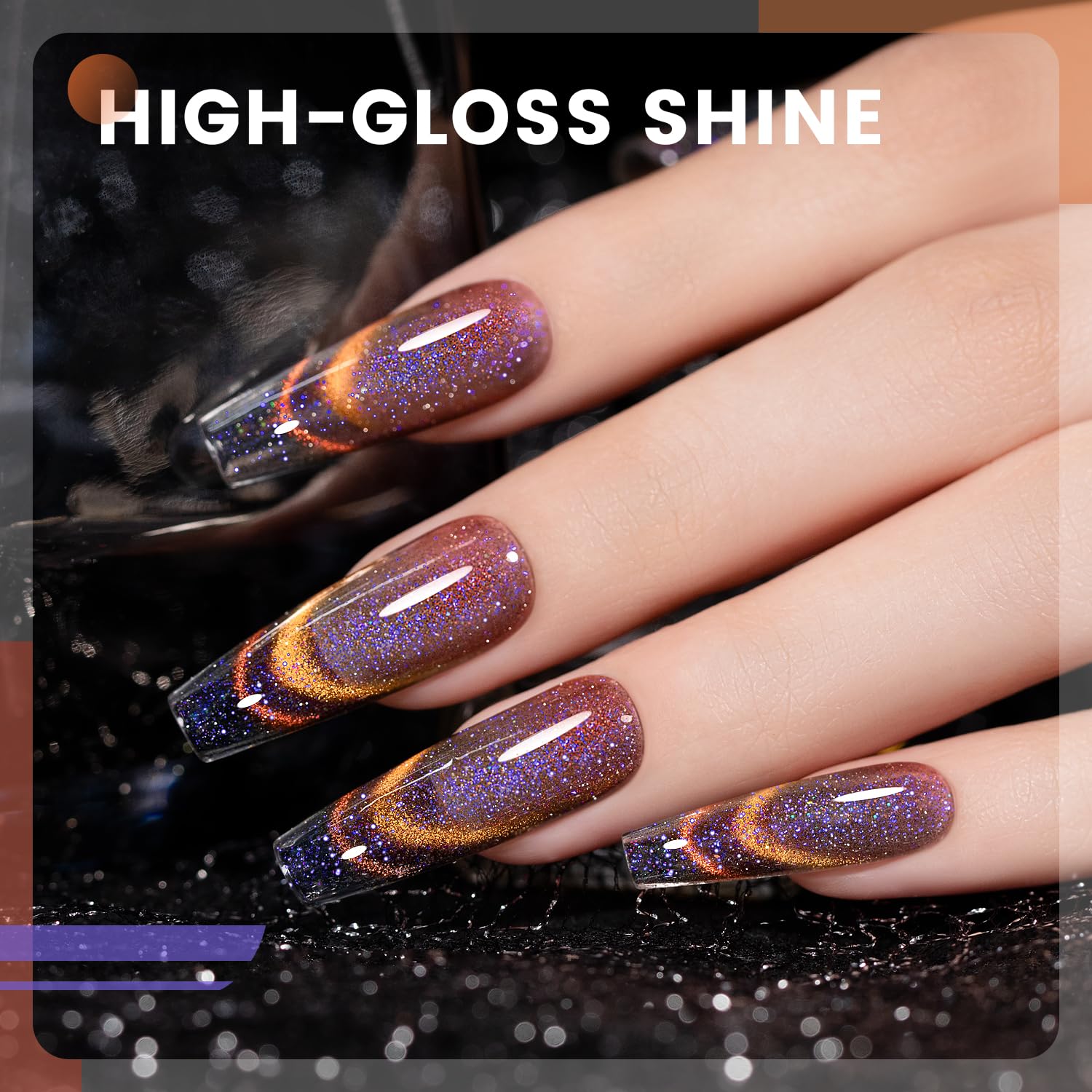 High-gloss shine 9D chameleon cat eye gel polish color shifting holographic sparkle 21 days long-lasting
