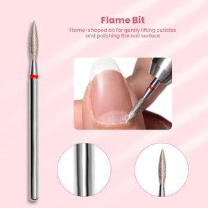 Flame Bit nail drill flame-shaped gently lifting cuticles polishing nail surface professional manicure tool
