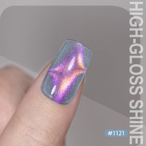 High-gloss shine RAR1121 aurora gray blue holographic cat eye gel polish purple gold pink shimmer cosmic glow
