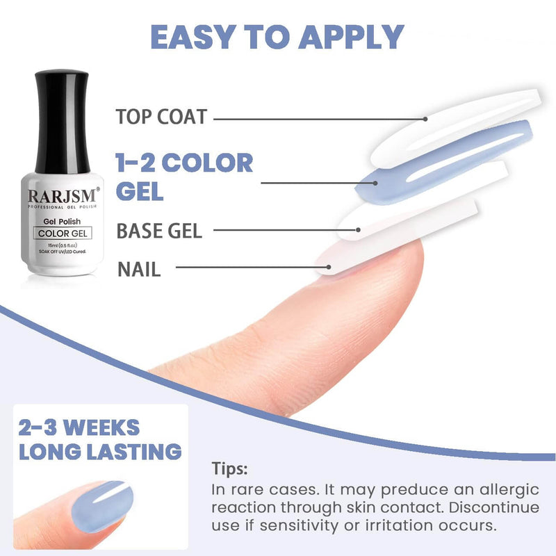 Clear Light Blue rarjsm Basic nail colors French Color Gel Nail Polish
