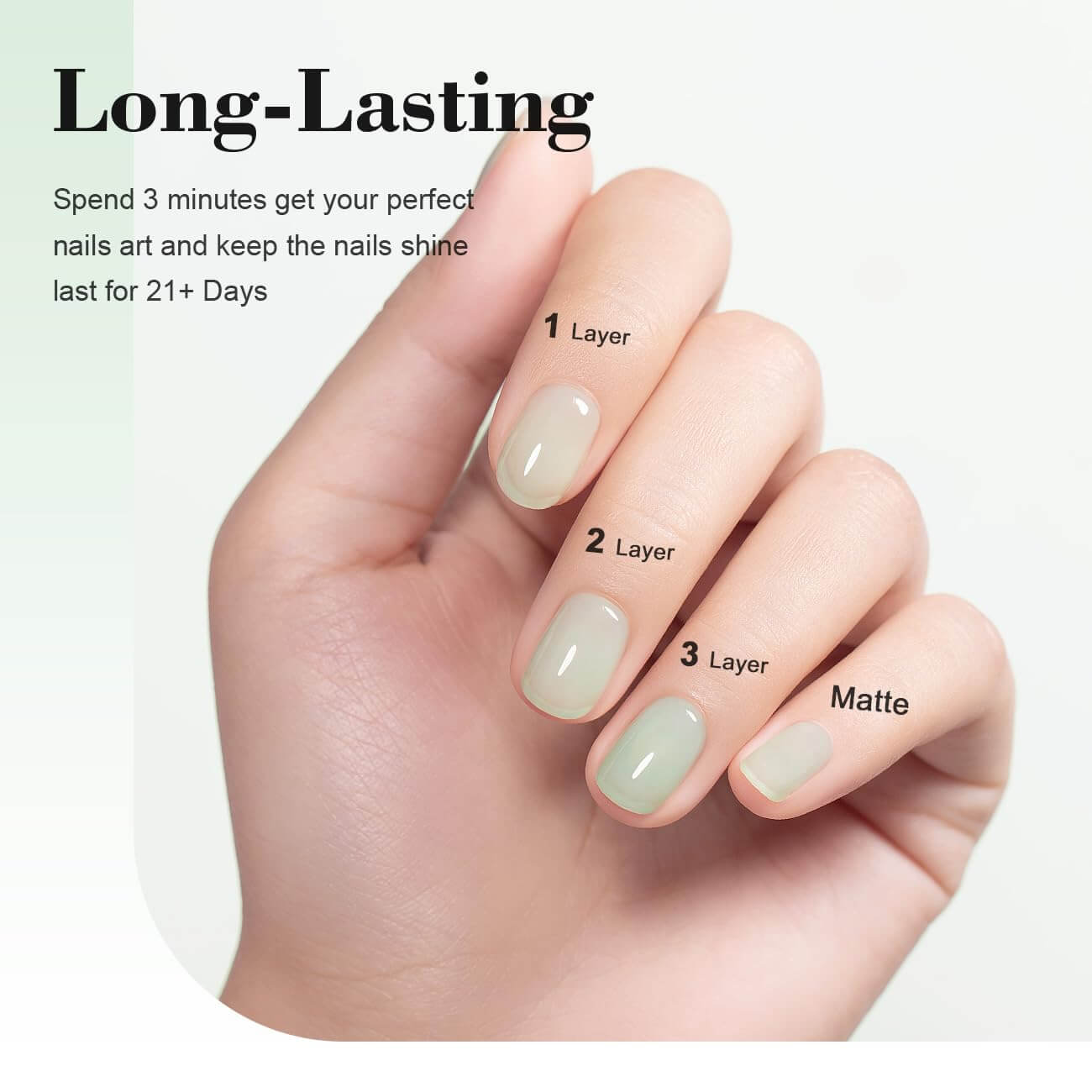 Clear Mint Green rarjsm Basic nail colors French Color Gel Nail Polish