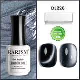 DL226 Obsidian Cat's Eye magnetic gel polish 15ml HEMA TPO free vegan deep black metallic sheen glowing core
