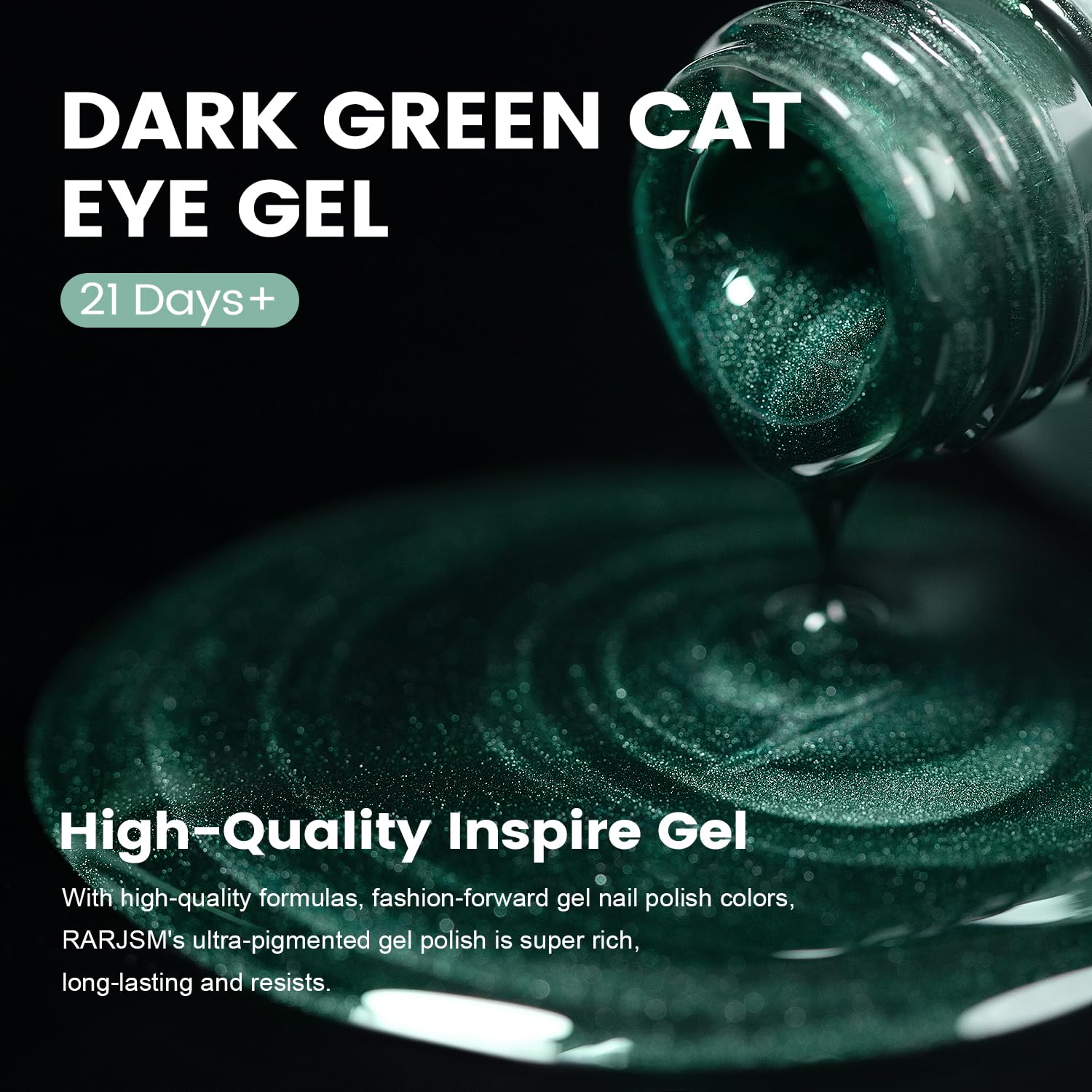 Dark green cat eye gel 21 days long-lasting high-quality inspire gel ultra-pigmented fashion-forward emerald
