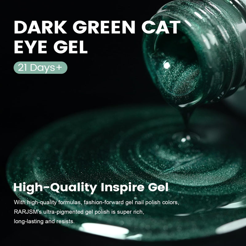Dark green cat eye gel 21 days long-lasting high-quality inspire gel ultra-pigmented fashion-forward emerald

