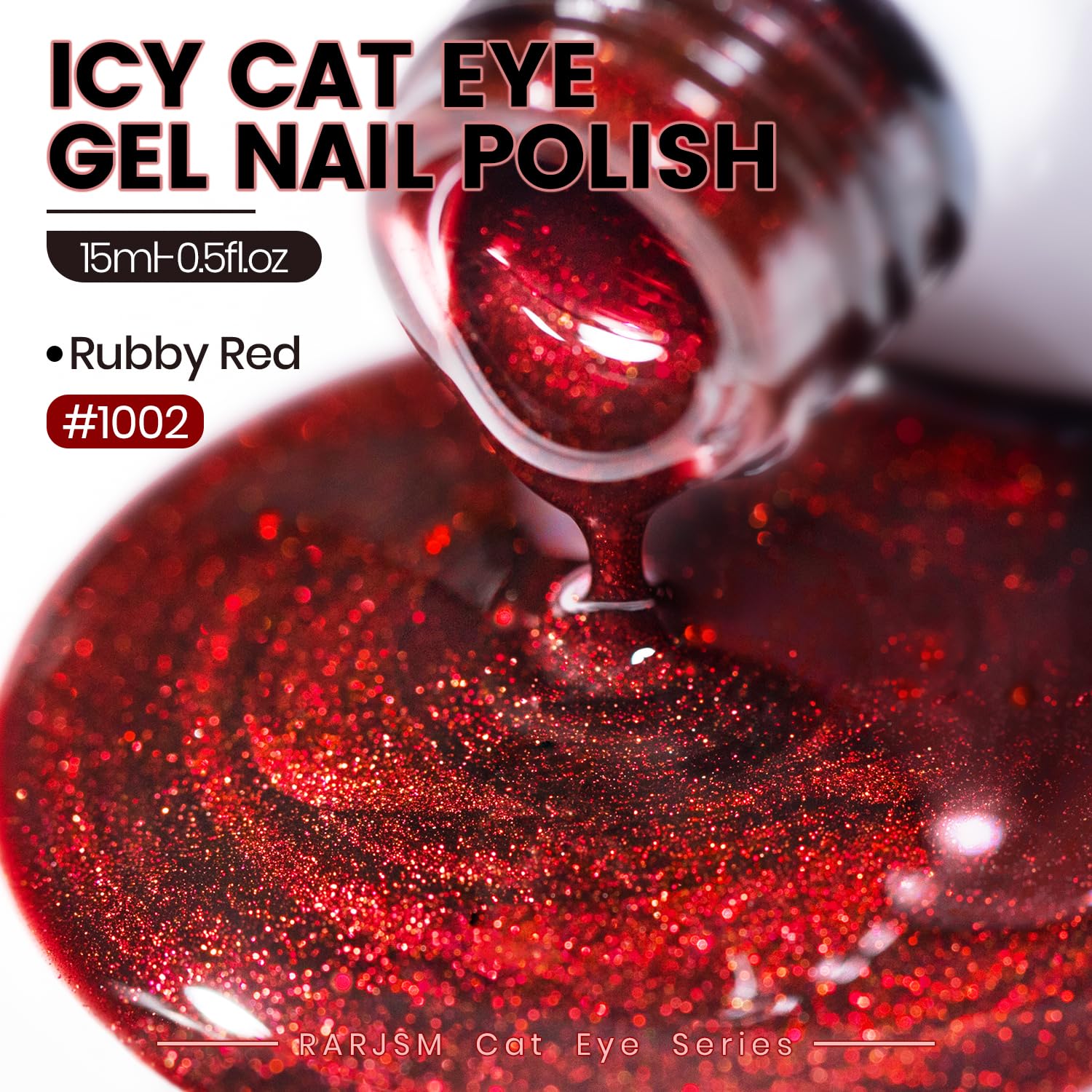 RAR1002 Dark Wine Red icy cat eye gel polish 15ml rubby red magnetic shimmer HEMA TPO free vegan
