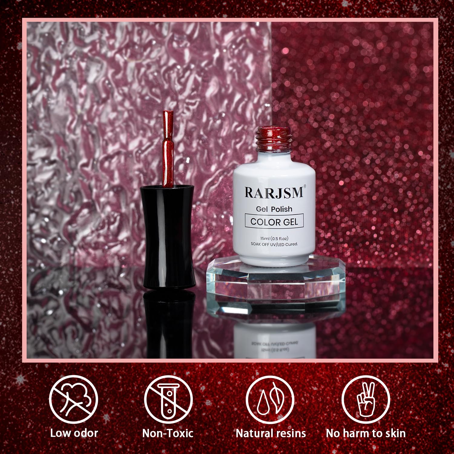 RARJSM gel polish low odor non-toxic natural resins no harm to skin HEMA TPO free safe ingredients
