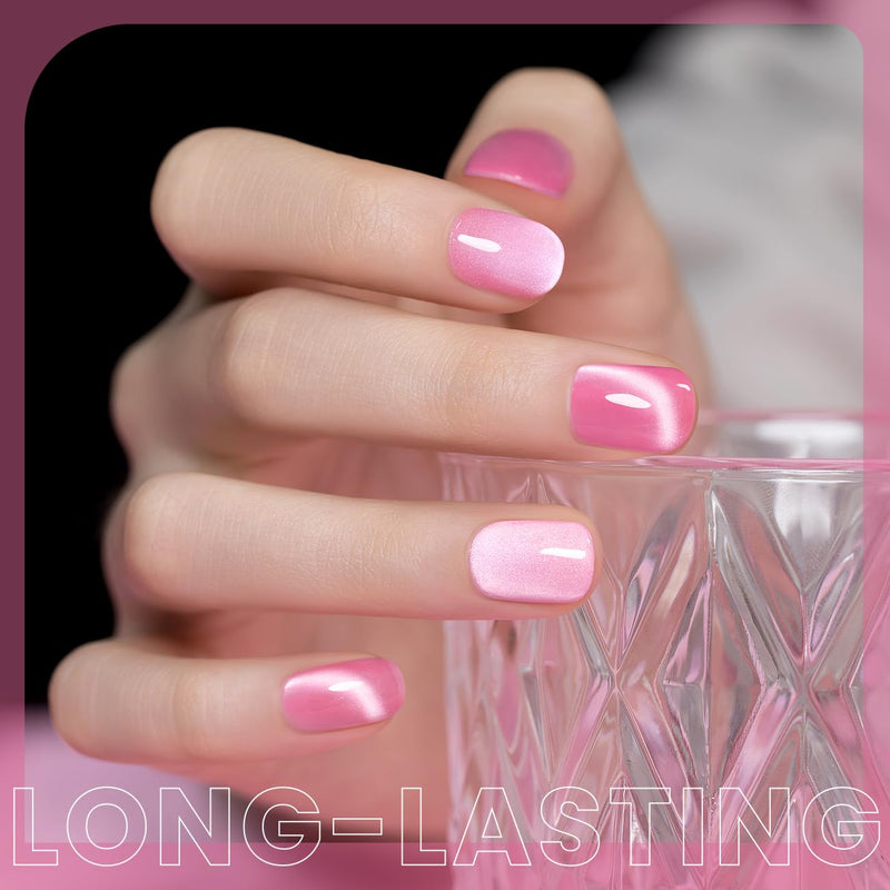 Long-lasting 21 days hot pink moonlight cat eye gel polish 1034 gradient effect three shades light to dark
