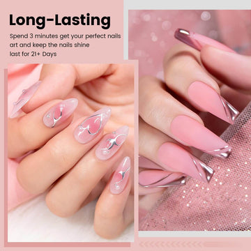Silver and Rose Gold Mirror Chrome Metallic Nail Art Gel Liner Duo 8ml
