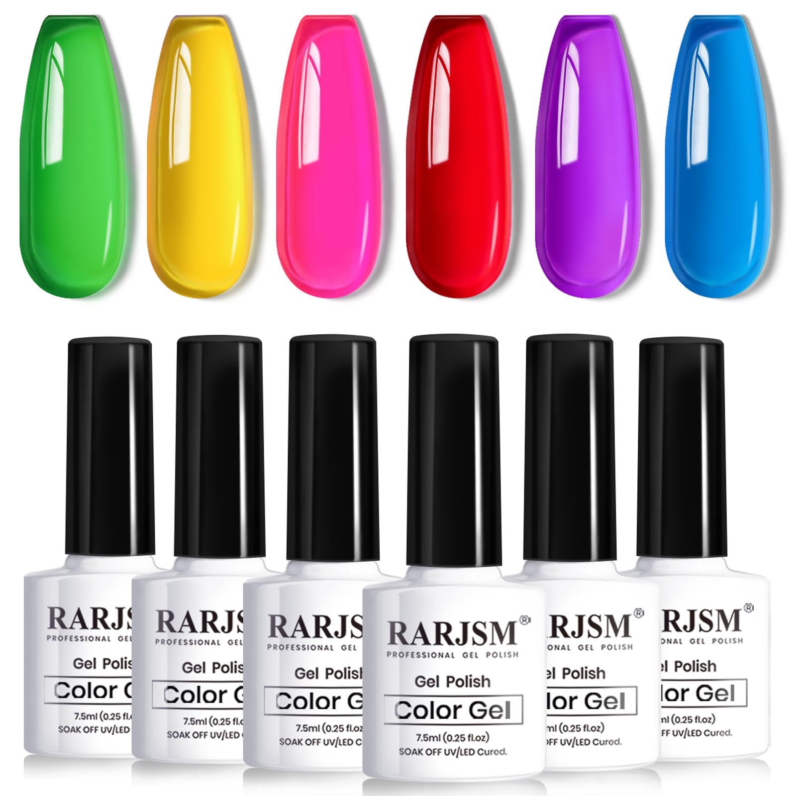 6 Colors  Neon Jelly Gel Nail Polish Set 7.5ml