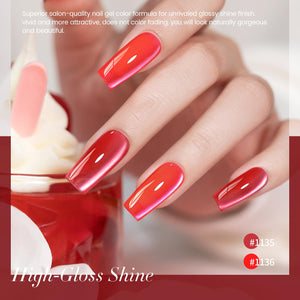 High-gloss shine neon coral pink cat eye gel polish 1135 1136 fluorescent candy magnetic shimmer
