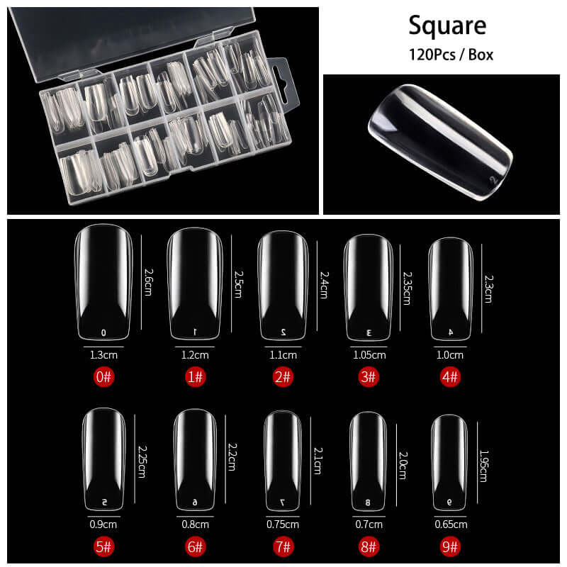 Rarjsm 120Pcs Transparent Full Cover Nail Tips