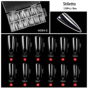 Rarjsm 120Pcs Transparent Full Cover Nail Tips