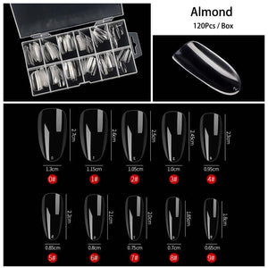 Rarjsm 120Pcs Transparent Full Cover Nail Tips