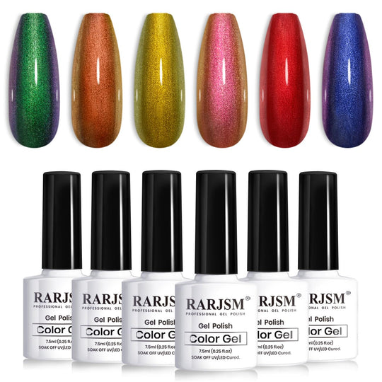 Multichromer Farbverlauf-Chamäleon-Gel-Nagellack, 6 Herbstfarben, Set 7,5 ml