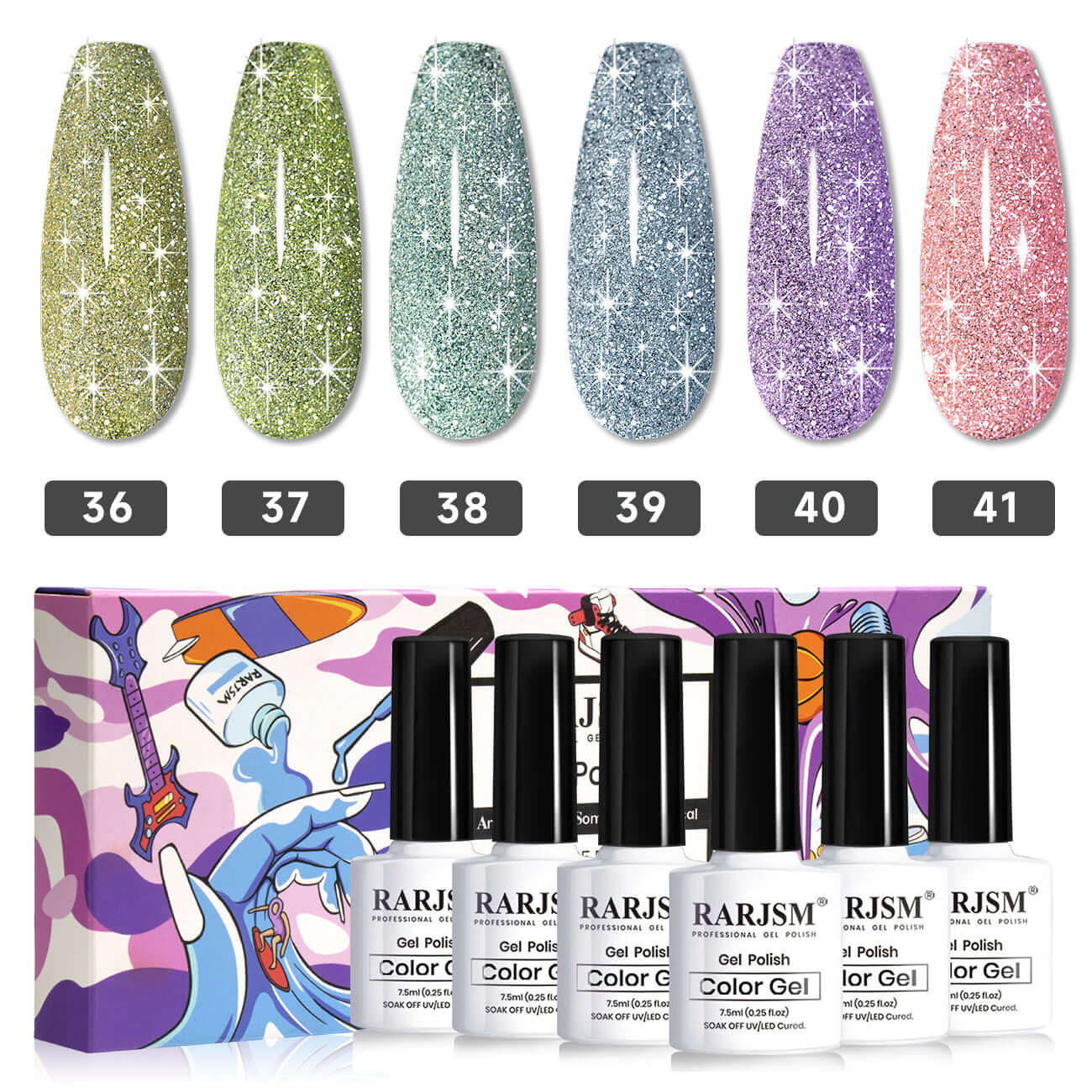 RARJSM ® Evergreen 6 Color St. Patrick's Day Gel Nail Polish Set