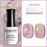 RAR1091 Rainbow Purple Pink holographic glitter gel polish 15ml HEMA TPO free vegan cat eye magnetic shimmer
